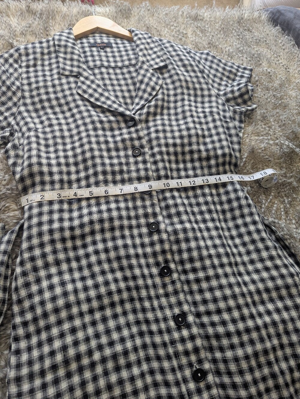 Quince Black & White Gingham Button-Front Dress - Picture 7 of 10